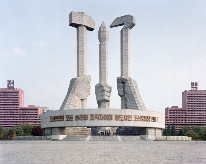Monument to the Party Foundation. This monument was constructed in Pyongyang under Kim Jong Il's will to mark the 50th anniversary of the founding of the ruling Korean Workers Party. © Maxime Delvaux