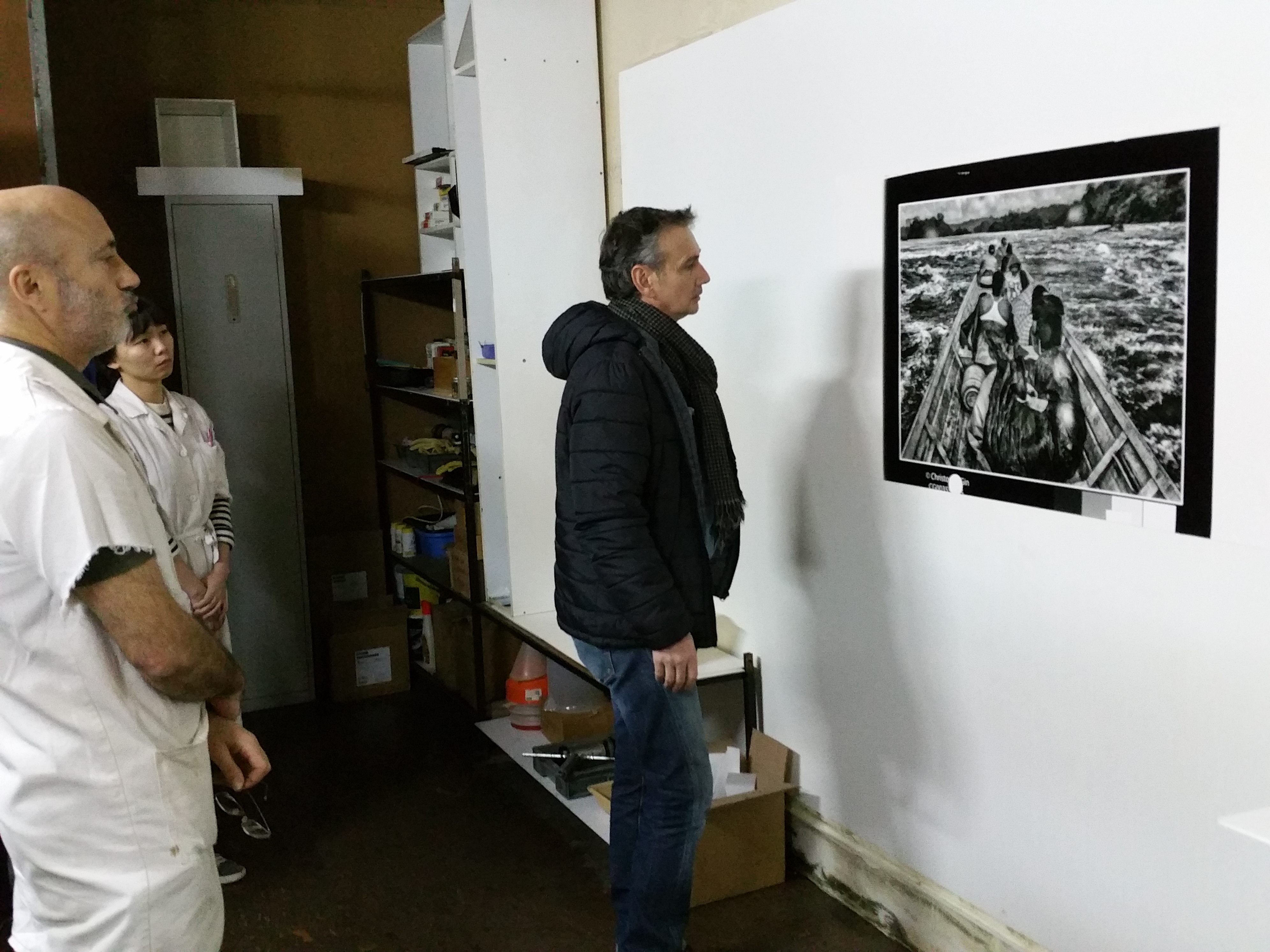 Montrouge 27 oct. 2015: Laboratoire de Diamantinos (à gauche), Christophe Gin face au 41ème tirage. © Michel Puech