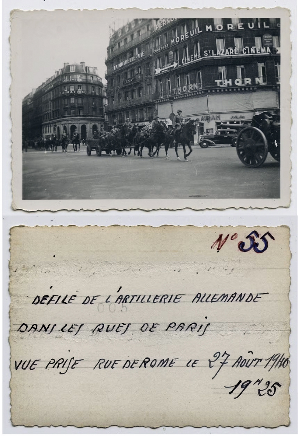 Paris occupé – Photo recto et commentaire au verso Raoul Minot - Collection privée Stéphane Jaegle / Stéphanie Colaux
