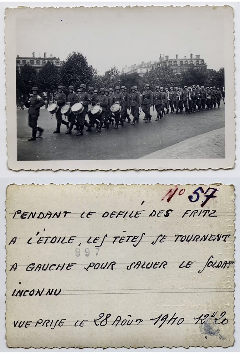 Paris occupé – Photo recto et commentaire au verso Raoul Minot - Collection privée Stéphane Jaegle / Stéphanie Colaux