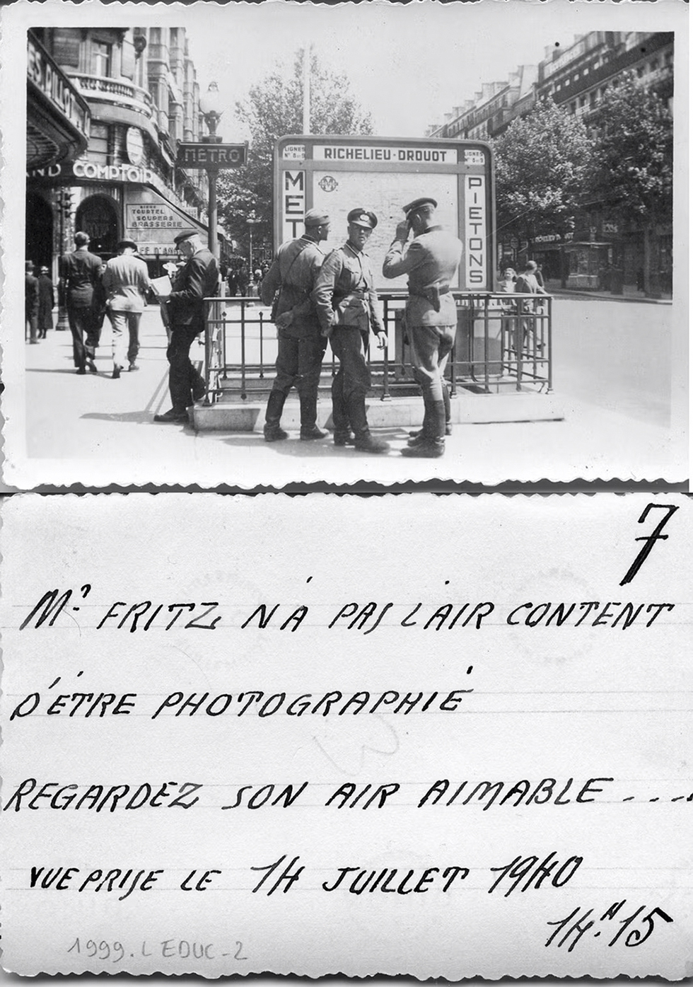 Paris occupé – Photo recto et commentaire au verso Raoul Minot – Collection du Musée de la Résistance Nationale